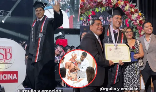 El video de la graduación de Marcelo Yaipén, hijo de Javier Yaipén, fue compartido en redes sociales. Foto: Composición LR/ TikTok/ Andina Javier Yaipén se emociona por la graduación de su hijo en la carrera de Medicina y lo celebran en redes