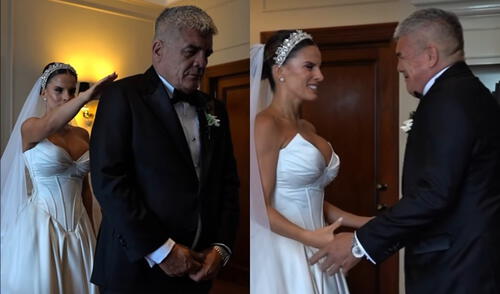 La emotiva reacción del padre de Alejandra Baigorria al verla de novia.