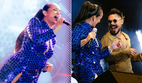 Daniela Darcourt y Jimmy Rodríguez en el Estadio Nacional