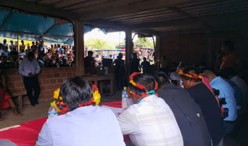 Comunidades denuncia presiones de la PCM para levantar medidas de lucha. Foto: Eugenio Huite/ colaborador de Radio Marañon y docente EIB