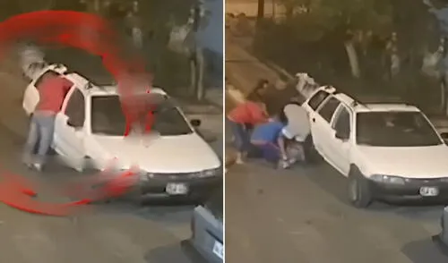 Vecinos detienen a delincuente en SJM que intentaba robar autopartes de vehículo. Foto: Composición LR/Captura de pantalla de YouTube