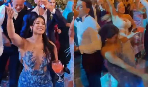 Hermana de Said Palao sufrió un tropiezo en la fiesta y fue ayudada por Alejandra Baigorria.