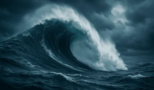 En la costa de Columbia Británica una ola gigante en el Océano Pacífico elevó una boya por encima de los 17 metros. Foto: ChatGPT IA En la costa de Columbia Británica una ola gigante en el Océano Pacífico elevó una boya por encima de los 17 metros.