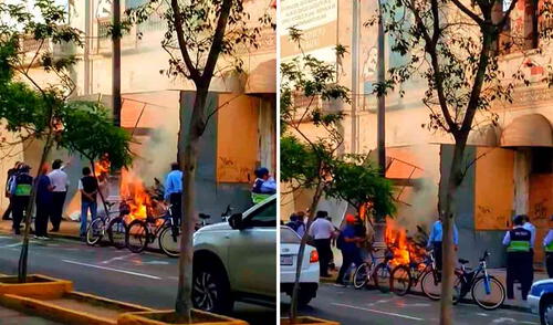 El incendio en Cercado de Lima habría iniciado a partir de las 7:09 a.m., según el Cuerpo de Bomberos Voluntarios del Perú. Foto: composición LR/X incendio en cercado de lima