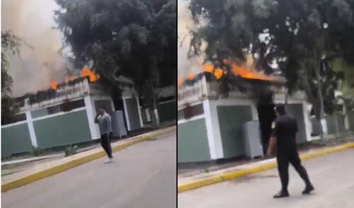 Fuerte incendio en la Escuela de la PNP en Puente Piedra moviliza 8 unidades de bomberos