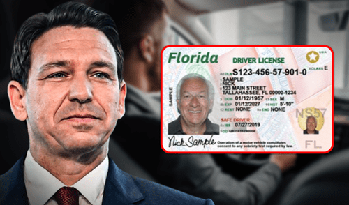 Ron DeSantis aprobó una ley que endurece las sanciones para los conductores que circulen sin una licencia de conducir válida en Florida. Foto: Freepik/ AFP/FLHSMV
