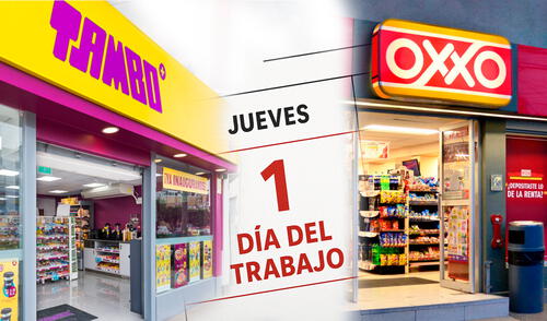 Revisa el horario de atención de las tiendas de conveniencia para este fin de semana largo por el Día del Trabajador 2025. Foto: composición LR/Tambo/Oxxo. Revisa el horario de atención de las tiendas de conveniencia para este fin de semana largo por el Día del Trabajador 2025.