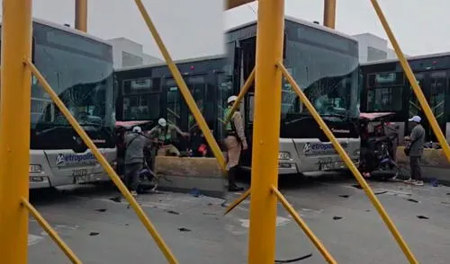 La mototaxi invadió el carril exclusivo del Metropolitano, lo que generó la colisión. Foto: Composición LR