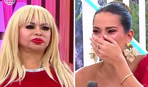 Conductora Valeria Piazza no pudo contener la risa. Foto: composición LR/ América TV Susy Díaz enfurece contra Valeria Piazza en vivo y le lanza insólita frase: "Qué te ríes"