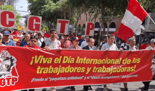CGTP marcha por las calles del Centro de Lima y anuncian movilización nacional para junio. Foto: FB/CGTP