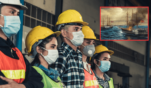 El Combate Naval del 2 de mayo de 1866 tuvo lugar en el puerto del Callao. Foto: Composición LR/Andina