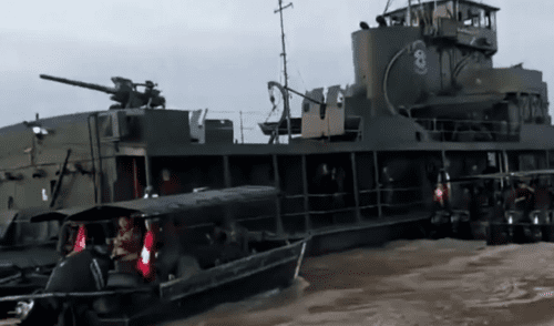 Buque BAP se hundió tras colisionar contra una plataforma fluvial en el río Amazonas. Foto: Canal N Buque BAP se hundió en Amazonas