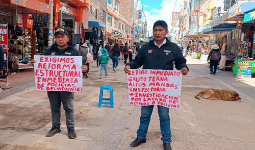 Dirigentes de las rondas anuncian nuevas acciones. Créditos: Liubomir Fernández Dirigentes de las rondas anuncian nuevas acciones de no llegar el ministro del Interior a Juliaca. Créditos: Liubomir Fernández