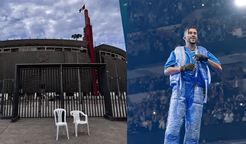 Sillas blancas de 'Debí tirar más fotos' se muestran en el Estadio Nacional. Foto: Difusión/Edición