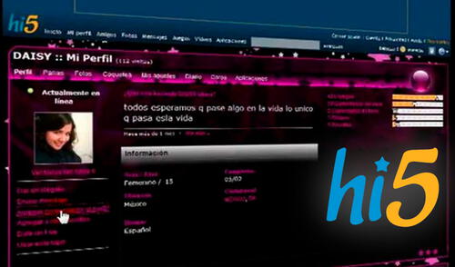 Así lucía un perfil durante la época dorada de Hi5. Foto: Milenio Así lucía un perfil durante la época dorada de Hi5. Foto: Milenio
