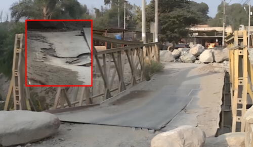 El puente clausurado une los distritos de Pachacámac y Cieneguilla. Foto: Composición LR