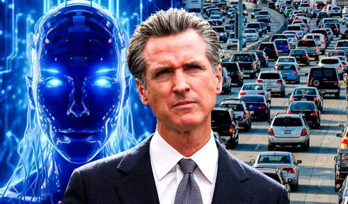 Gavin Newsom planea combatir el tránsito vehicular con posible medida revolucionaria en California. Foto: Composición LR/AFP/Coomputer Hoy California podría presenciar un cambio histórico en su tránsito vehicula ante una posible medida de Gavin Newsom.