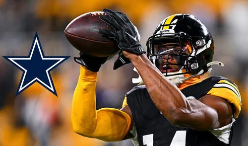 George Pickens llegó a ser el segundo receptor con mas yardas en su temporada de novato. Foto: composición LR / AFP George Pickens, Dallas Cowboys