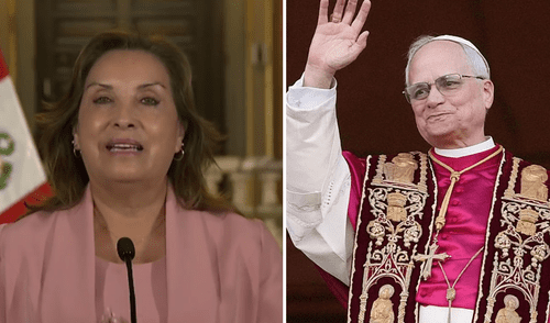 Boluarte envió saludos al nuevo papa León XIV. Foto: composición LR Dina Boluarte nuevo papa papa León XIV papa peruano Chiclayo Vaticano