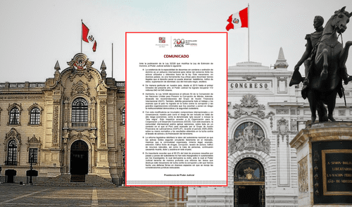 Comunicado del Poder Judicial sobre la Ley 32326 que modifica la extinción de dominio.