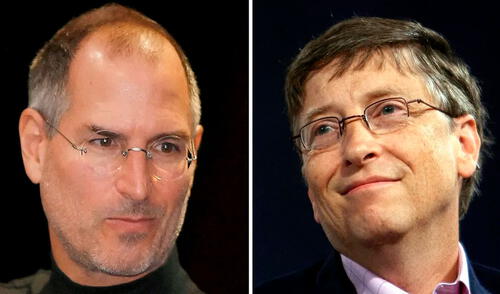 Años después, Bill Gates y Steve Jobs se amistarían. Foto: Ámbito