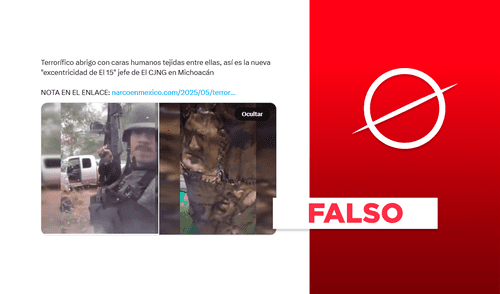 Traje corresponde a la creación del confeccionista de terror, Robert Kelly, en mayo de 2024. Foto: composición LR/captura de pantalla Este abrigo de "pieles humanas" no pertenece al narcotraficante mexicano "El 15"