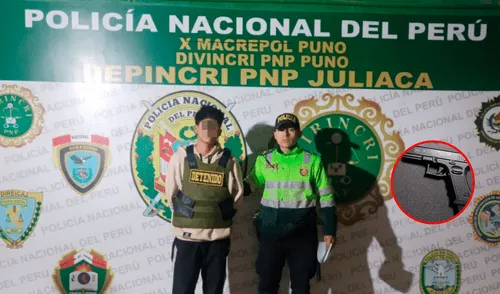 Detenido no contaba con permiso para portar arma de fuego. Créditos: PNP Detenido no contaba con permiso para portar arma de fuego. Créditos: PNP
