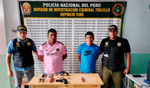 En su poder se les halló explosivos y armas de fuego. Créditos: PNP