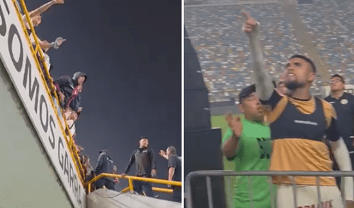 Rodrigo Ureña y jugadores de Universitario intentaron calmar a la hinchada crema. Foto: composición LR/captura de X de Marcelo Merizalde Rodrigo Ureña enfrenta a hinchas de Universitario que increparon a jugadores tras perder con Sullana