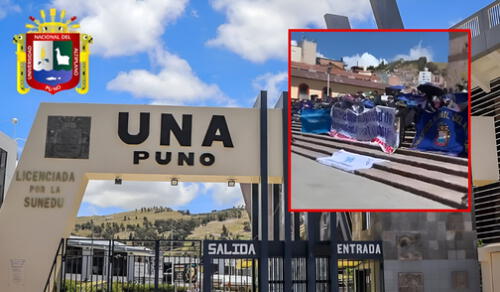 La UNA llevó a cabo su protesta en la Plaza de Armas de Puno. Foto: Composición LR