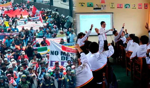 A través de un comunicado, Minedu optó por la virtualidad para todos los colegios públicos de Lima ante el paro nacional. Foto: Composición LR A través de un comunicado, Minedu optó por la virtualidad para todos los colegios públicos de Lima ante el paro nacional. Foto: Composición LR