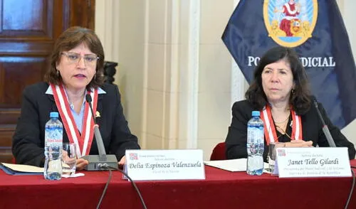 Fiscal de la Nación, Delia Espinoza, y titular del PJ, Janet Tello, cuestionan contrarreformas del Congreso.