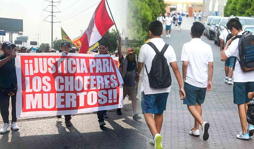 Las autoridades regionales deciden suspender las clases por paro de transportistas para garantizar la seguridad de los alumnos, docentes y personal administrativo de los colegios. Foto: composición LR/La República/Andina Clases por paro de transportistas