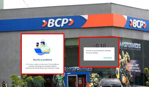 Usuario en redes sociales reportan una nueva caída en los servicios del BCP. Foto: Andina/Captura