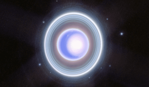 Astrónomos capturan con gran precisión el casquete polar norte estacional de Urano y sus tenues anillos interior y exterior.