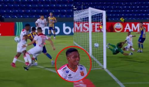José Bolívar solo pudo sonreír de los nervios tras el autogol que cometió sin siquiera mirar al arco. Foto: composición de LR/captura de ESPN 3