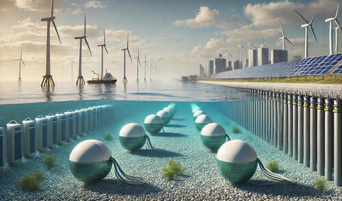 Un equipo de científicos alemanes desarrolla StEnSea, un sistema innovador que utiliza bolas de hormigón en el fondo marino para almacenar y generar energía limpia, evitando materiales contaminantes. Foto: DALL.E Un equipo de científicos alemanes desarrolla StEnSea, un sistema innovador que utiliza bolas de hormigón en el fondo marino para almacenar y generar energía limpia, evitando materiales contaminantes. Foto: DALL.E
