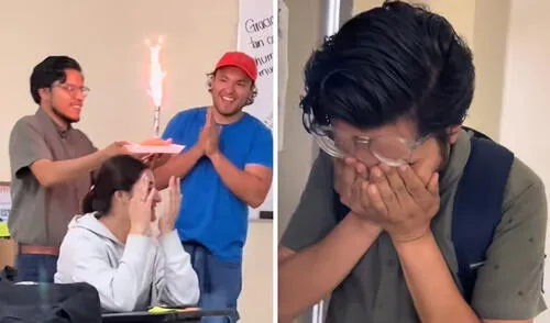 Profesor fue sorprendido por sus estudiantes y se fue a otra clase a llorar: “Es el maestro miel”