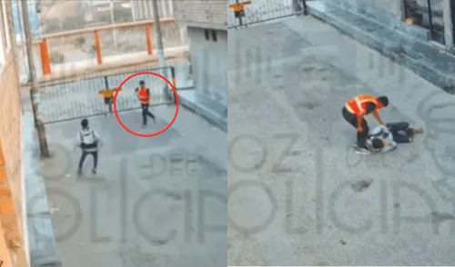 El joven trabajador de SJL intentó huir, pero se tropezó y el delincuente aprovechó para quitarle sus pertenencias. Foto: Composición LR/ TikTok Joven trabajador de San Juan de Lurigancho sufre el robo de su celular por falso obrero