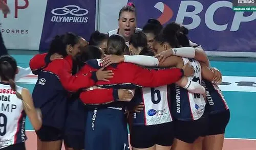 La Universidad San Martín se quedó con el partido de vuelta por el tercer lugar de la Liga Peruana de Vóley. Foto: captura/Movistar Deportes La Universidad San Martín se quedó con el partido de vuelta por el tercer lugar de la Liga Peruana de Vóley