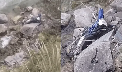 Dos personas mueren tras caer al abismo por despiste de motocicleta en Pasco. Foto: Captura Latina - Composición LR Dos personas mueren tras caer al abismo por despiste de motocicleta en Pasco.