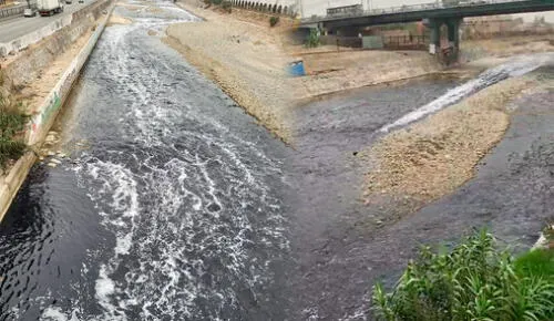 Río Rímac presenta inusual color negro