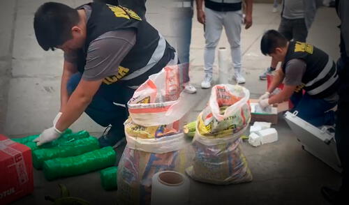Los efectivos policiales detuvieron a cuatro implicados en el traslado del cargamento. Foto: Composición LR