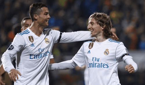 Cristiano Ronaldo y Luka Modric. Foto: AFP