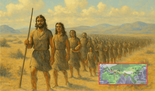 Un estudio reciente revela cómo los primeros humanos se desplazaron desde África hacia Asia, lo que arroja nueva luz sobre sus rutas migratorias y patrones de asentamiento. Foto: composición LR/ChatGPT/El Cronista