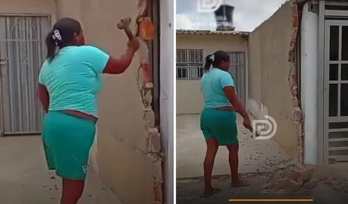 Mujer rompió pared de su vecina porque señala que tapa su reja y caso genera polémica en redes