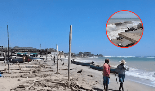 Registran fuerte oleaje en Tumbes. Foto: composición LR