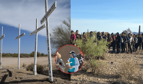 Caminata en desierto de Sonora en honra a la muerte de los inmigrantes fallecidos. Caminata en desierto de Sonora en honra a la muerte de los inmigrantes fallecidos.