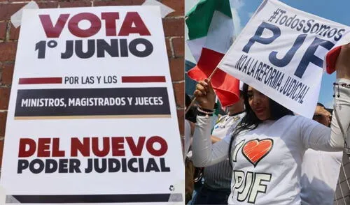 Ciudadanos revisan listas de candidatos judiciales previo al 1 de junio. Carteles informativos sobre comicios judiciales en calles de Ciudad de México.