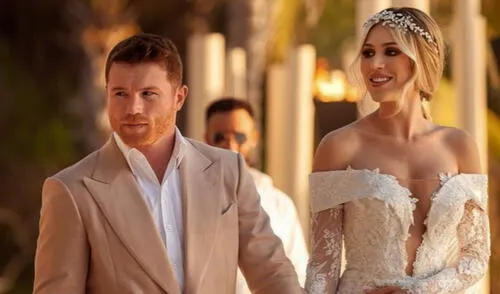 Canelo espera su segundo hijo con Fernanda Gómez, con quien se casó en mayo del 2021.